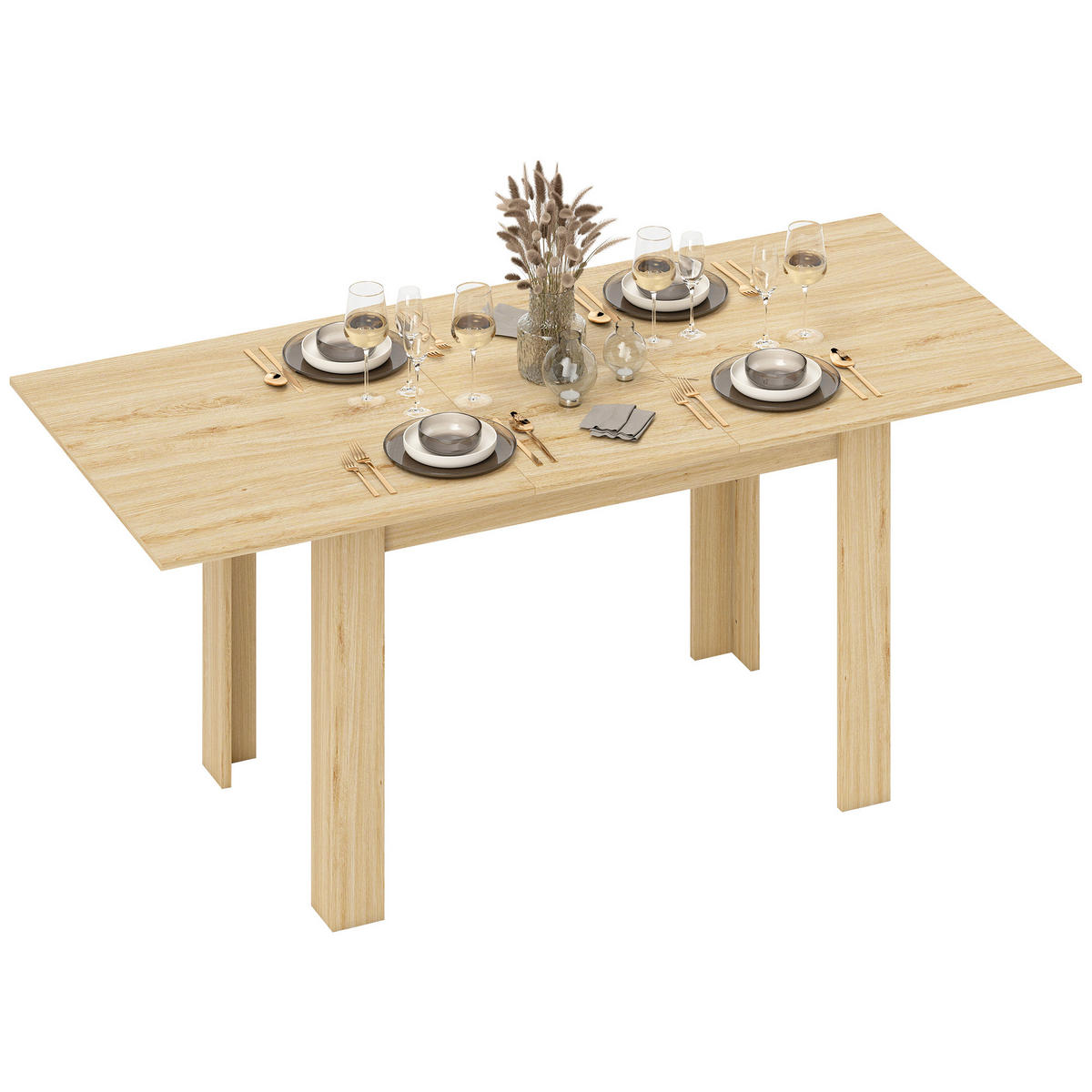 AUSZIEHTISCH Eichefarben Ausziehbar 140-180/80/75 cm - Naturfarben, Holz (80/180/75cm) - PANGIVO