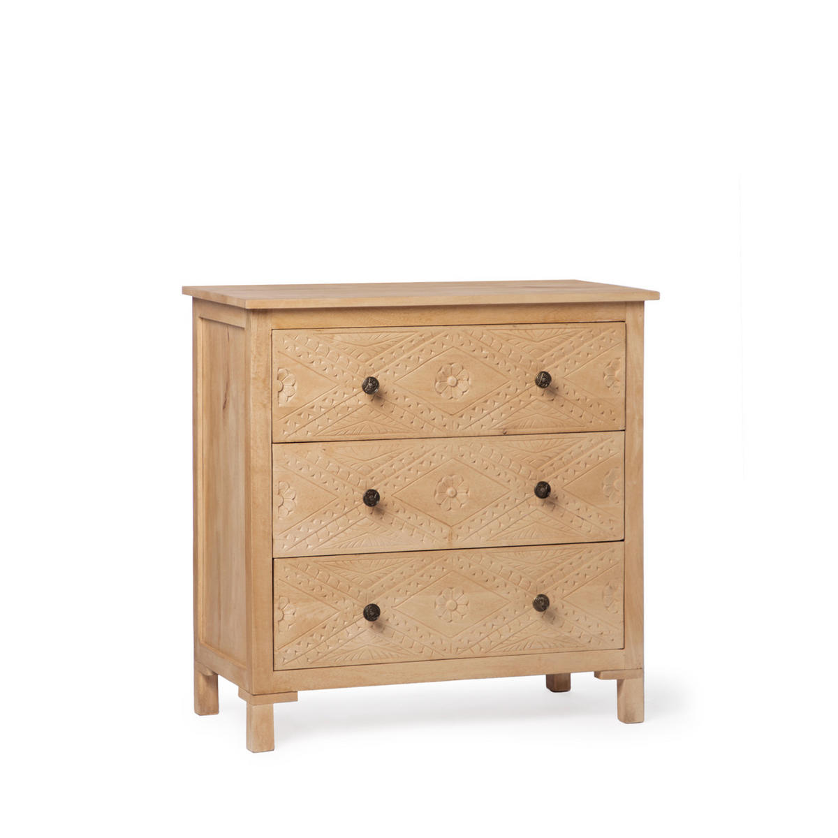 KOMMODE MIT SCHUBLADEN Nala Natürlich 80 cm x 80 cm - Naturfarben, Holzwerkstoff (80/80/40cm)