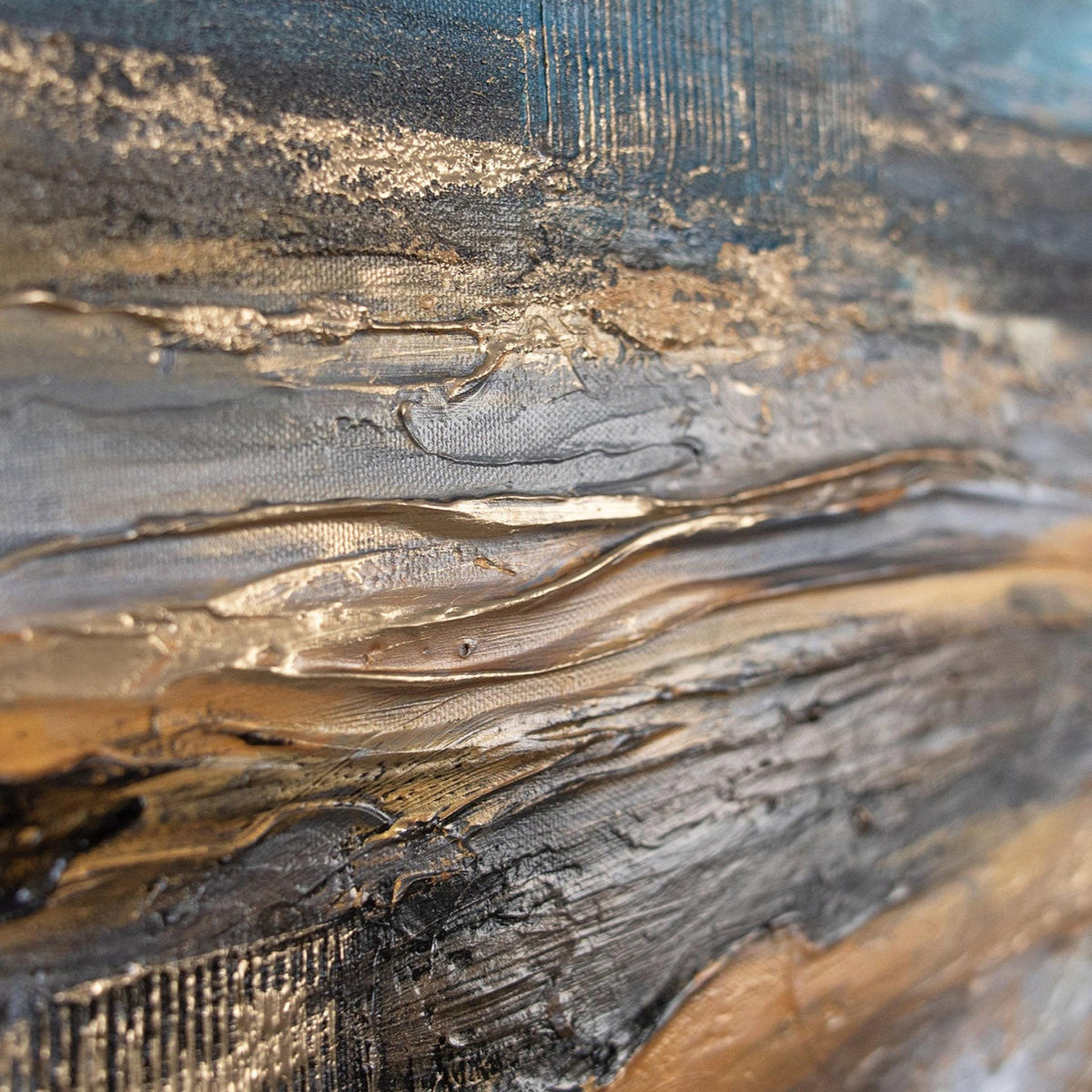 GEMÄLDE Goldene Brandung auf Keilrahmen 115x50 cm - Multicolor, Holz (115/50cm) - YS-art gallery