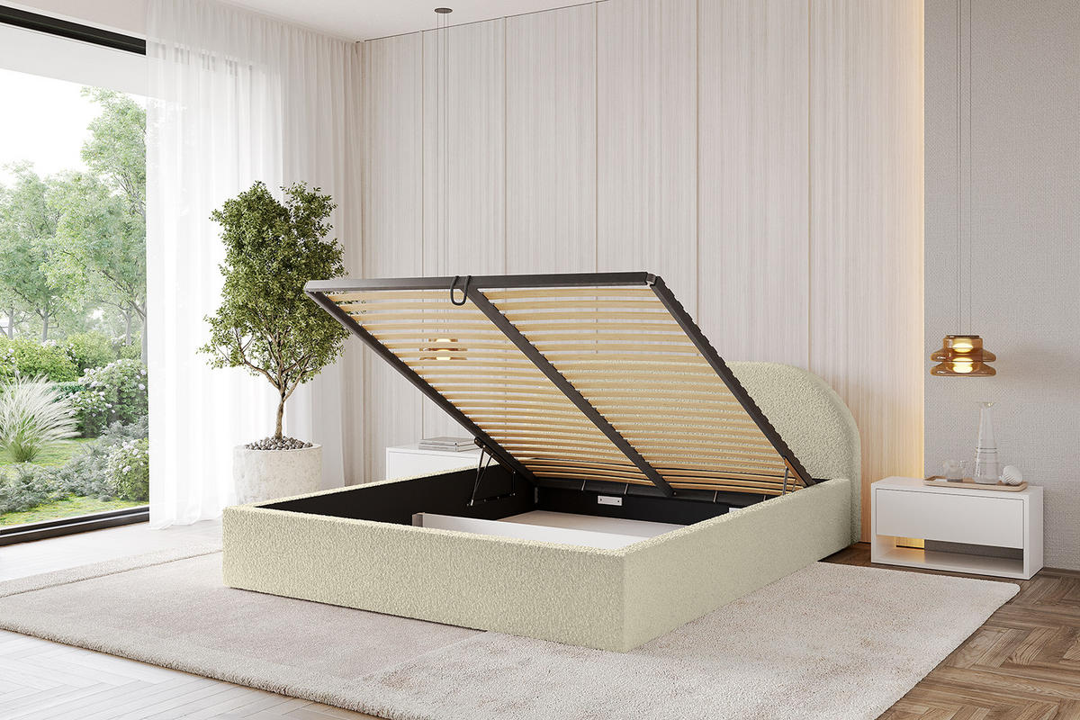 POLSTERBETT mit Bettkasten und Lattenrost, Bett mit Matratze H3/H4 - TIVON-V1 120x200 Beige - Taupe, Holzwerkstoff/Textil (120/200cm) - ALTDECOR
