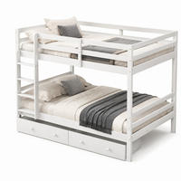 ETAGENBETT 140/200 mit abnehmbarer Schublade, Stauraum und hohem Geländer in Weiß - Weiß, Holz (140/200cm) - EVRYAE