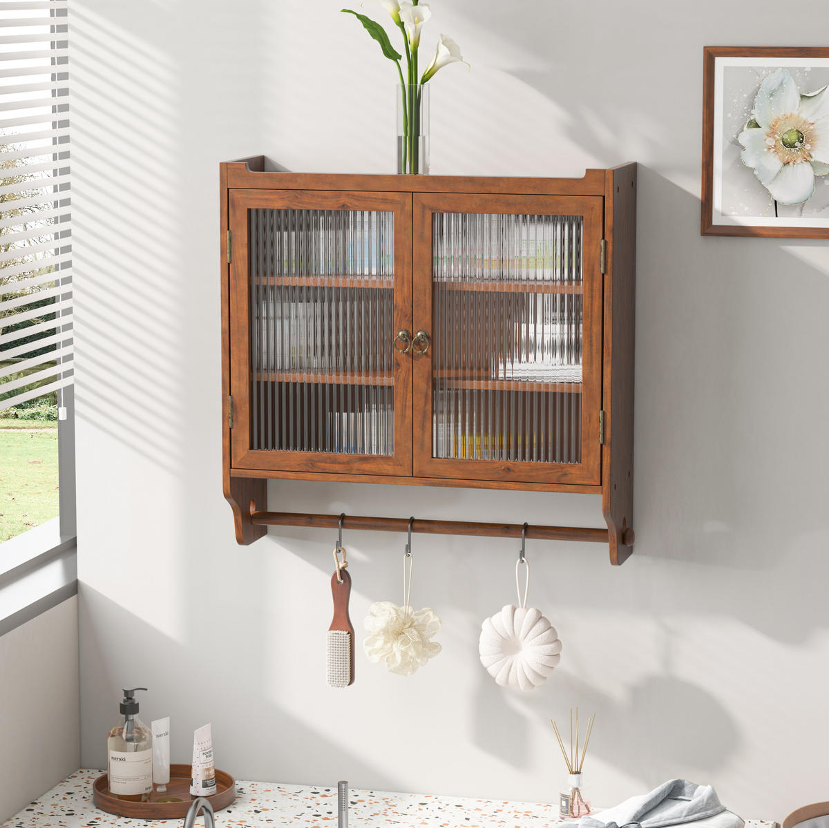 KÜCHENOBERSCHRANK 63/18/60 cm mit Glasfront und 2 Türen in Braun - Braun, Holzwerkstoff (63/60/18cm) - BEAOK