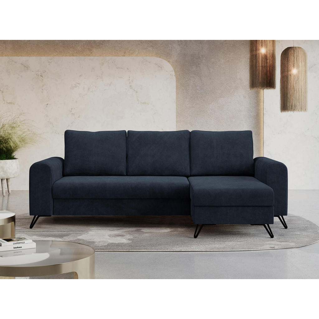 Thumbnail - MKS Ecksofa, Dunkelblau, Textil, 3-Sitzer, L-Form,L-Form, 242x140 cm, Wohnzimmer, Sofas & Couches, Wohnlandschaften, Eck...