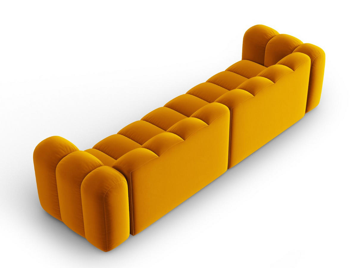 SOFA modular Lupine aus Samt gelb 4 Sitzplätze - Gelb, Textil (95/70/290cm) - Micadoni