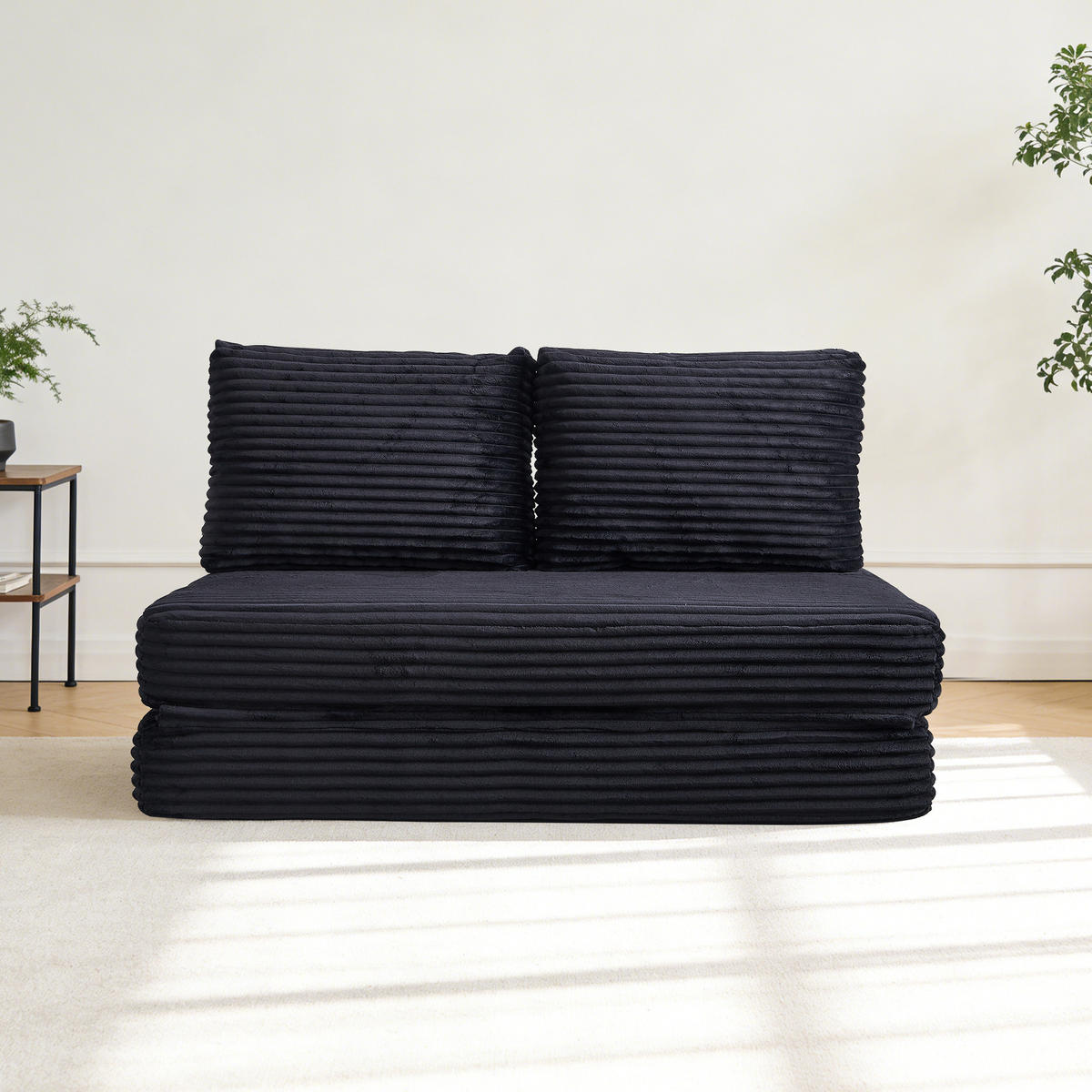 2-SITZER SCHLAFSOFA Stoff Schwarz mit Schlaffunktion - Schwarz, Textil (140/85/100cm) - WISHDOR