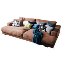 BIG SOFA XL MIT TABLETT SCHWARZ MADELINE Braun Webstoff - Cognac/Dunkelbraun, Kunststoff/Textil (290/85/190cm) - KAWOLA