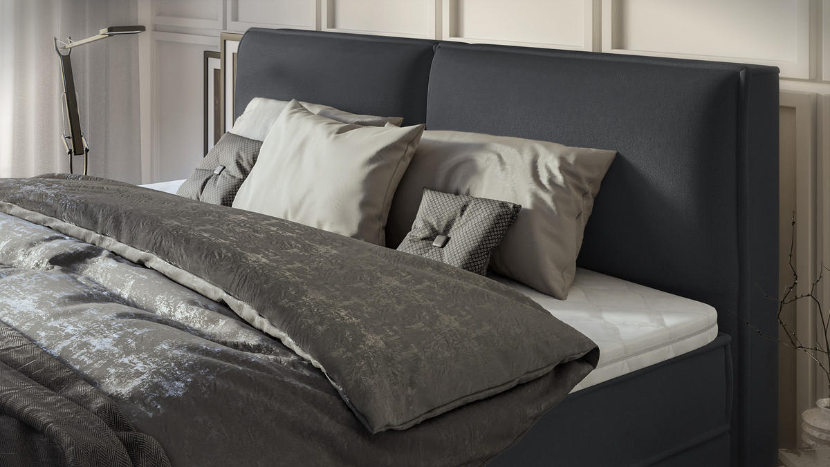 BOXBETT Eclipse 200/200 cm Graphit Luxusmicrofaser - Graphitfarben/Schwarz, Holz/Kunststoff (200/200cm) - S-Style Möbel