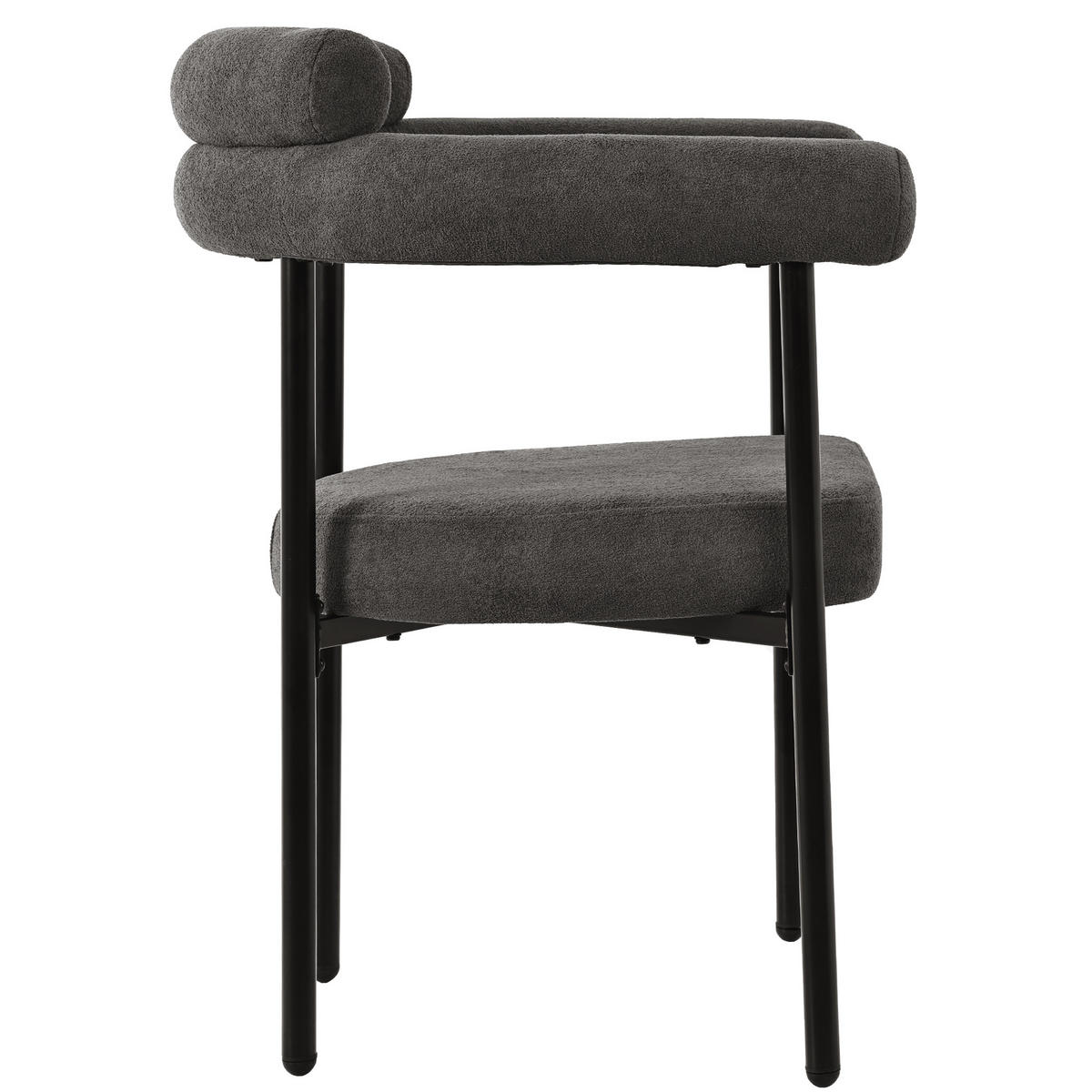 WOHNZIMMER STÜHLE mit Samtbezug, Ringsitz und Eisenrohrgestell in Dunkelgrau - Dunkelgrau, Textil (70/84/62cm) - EVRYAE