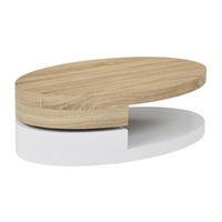 COUCHTISCH mit drehbarer Tischplatte - MDF - Naturfarben & Weiß - VITALY - Naturfarben, Holz (100/60/33cm) - Vente-Unique