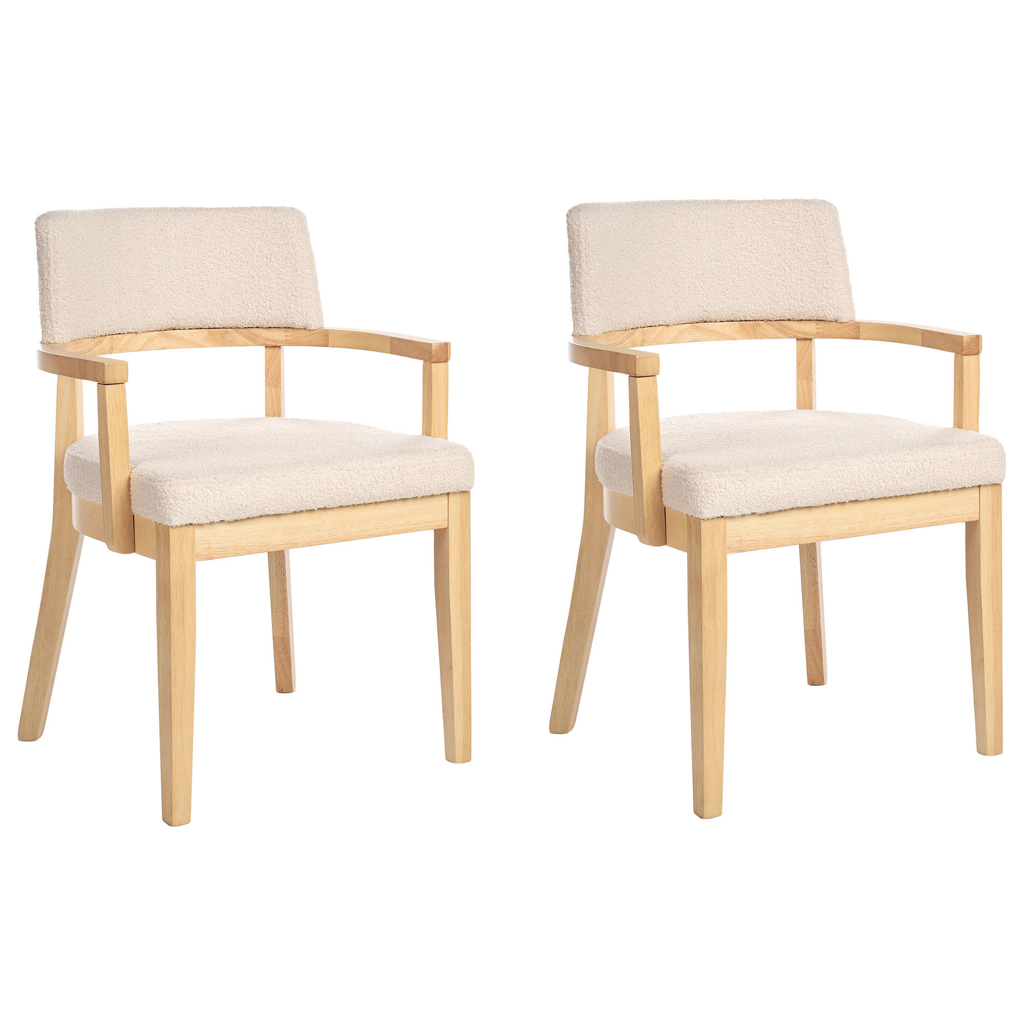 ESSZIMMERSTUHL 2er-Set Bouclé Hellbeige Dalbo - Beige, Textil (59/82/56cm) - Beliani