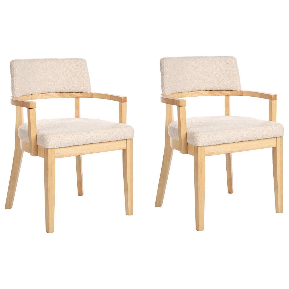 ESSZIMMERSTUHL 2er-Set Bouclé Hellbeige Dalbo - Beige, Textil (59/82/56cm) - Beliani
