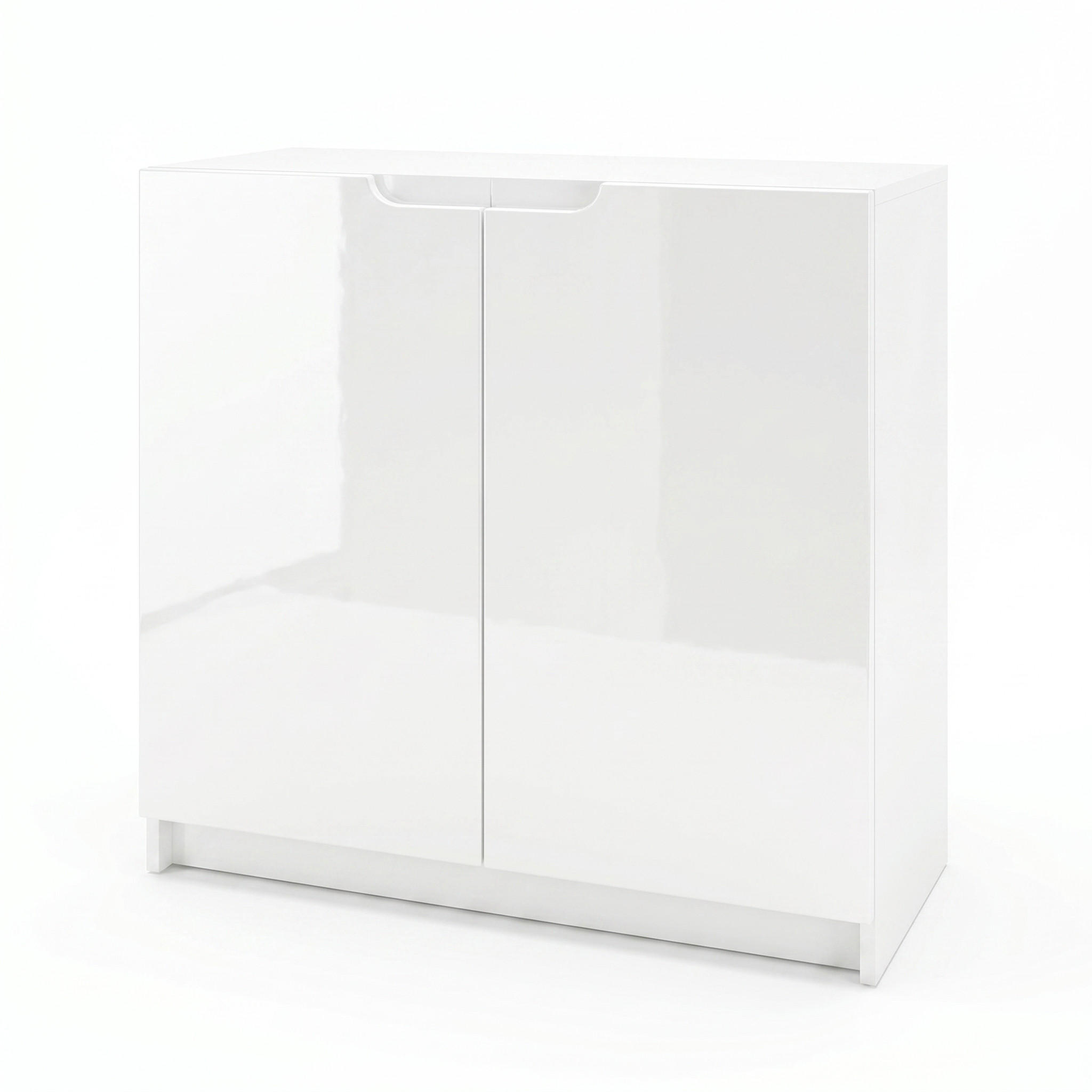 KOMODA Logan Bijela mat/Bijela visoki sjaj (82 x 78 x 37 cm) - bijela visoki sjaj, drvni materijal (82/78/37cm) - Vladon