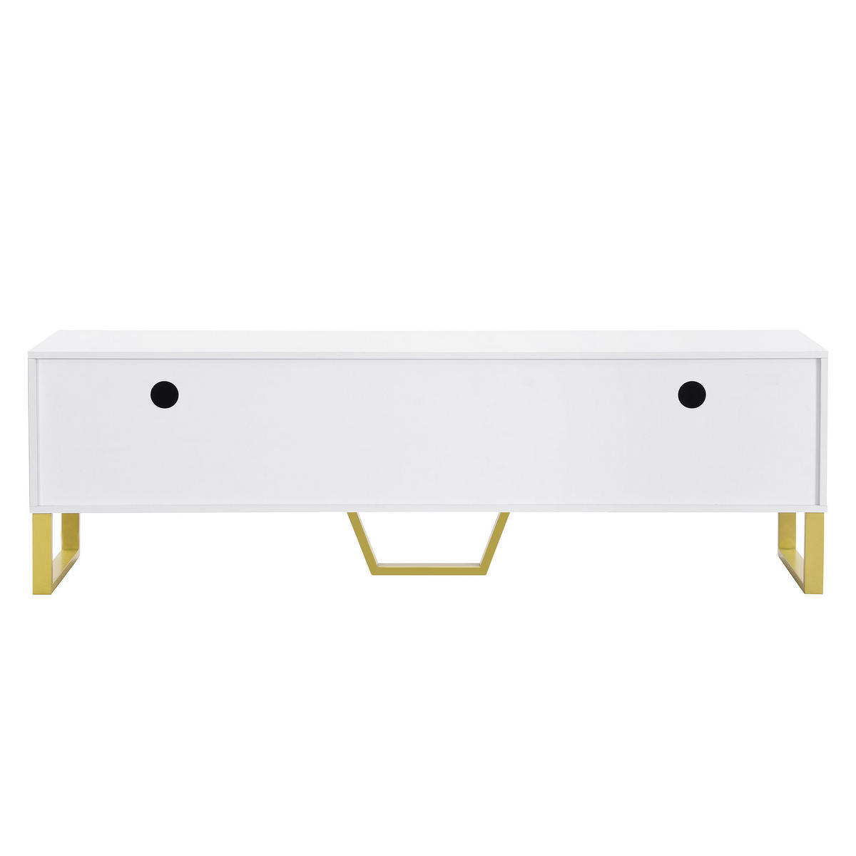 TV-SCHRANK Weiß Hochglanz 170/40/53,5 cm Goldgriffe Goldfüße Gravierte Türen - Weiß, Karton (40/53.5/170cm) - PANGIVO