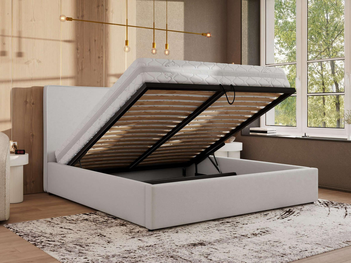 POLSTERBETT CORIVO CLASSIC 160/200 - Weiß Kunstleder - Schaum-Matratze - Weiß, Textil (160/200cm) - MKS