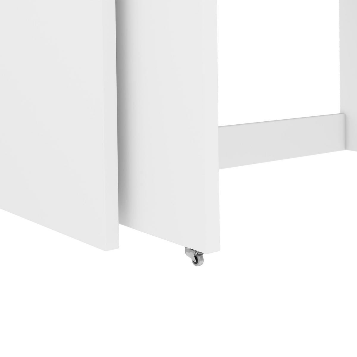 SCHREIBTISCH 2-in-1 Kommode ausziehbar Rollen Holz 1,8cm modern - Weiß, Holzwerkstoff (110/40/78cm) - FLIEKS