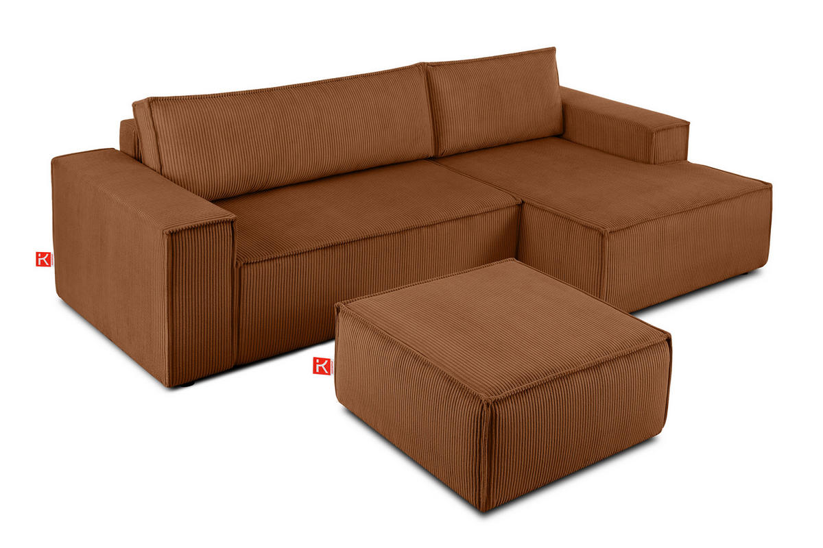 SITZPOUF NAPI gefederte Sitzfläche, rot - Rot/Schwarz, Textil (83/45/83cm) - KONSIMO®