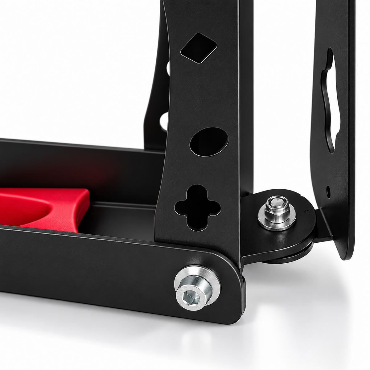 FAHRRAD-WANDHALTERUNG Schwarz Rot 1er-Set schwenkbar klappbar Roll-In-System 35 kg - Schwarz, Metall (6.5/39/65.5cm) - Relaxdays