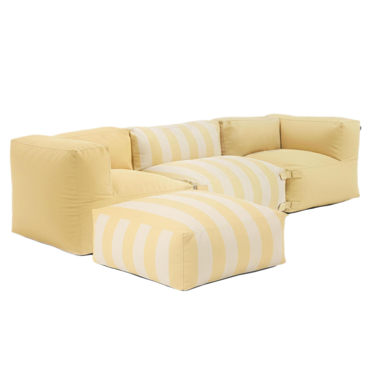 GARTENSOFA mit 4 Sitzplätzen, Hellgelb - Gelb, Textil - Oviala