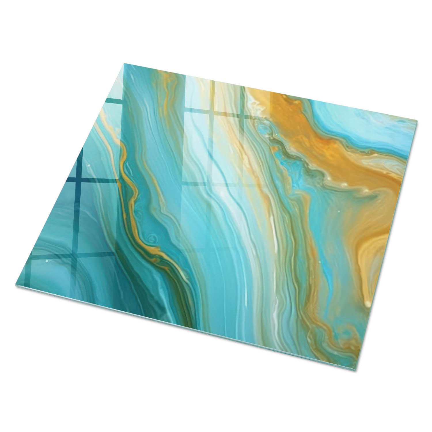 GLASPLATTE 80x60 cm – Bunte Wellen - Grün, Glas (0.4/80/60cm) - ArtPrintCave