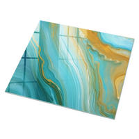 GLASPLATTE 80x60 cm – Bunte Wellen - Grün, Glas (0.4/80/60cm) - ArtPrintCave