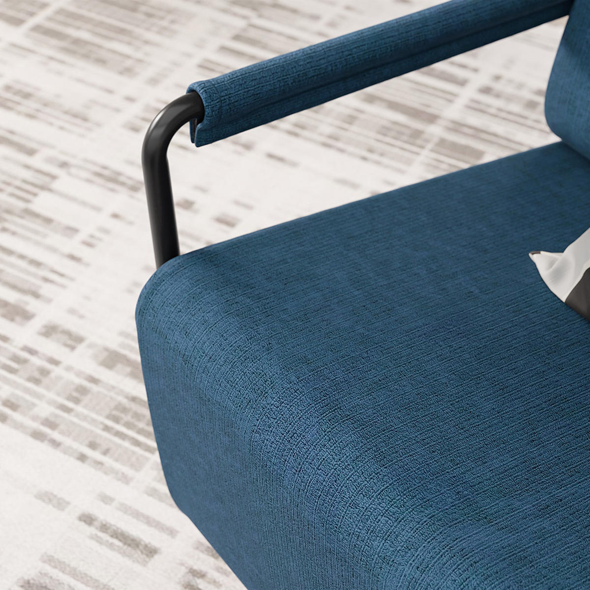 SESSEL mit Hocker und Metallgestell FST99-B - Ahornfarben, Fell (59.5/78/67cm) - SoBuy