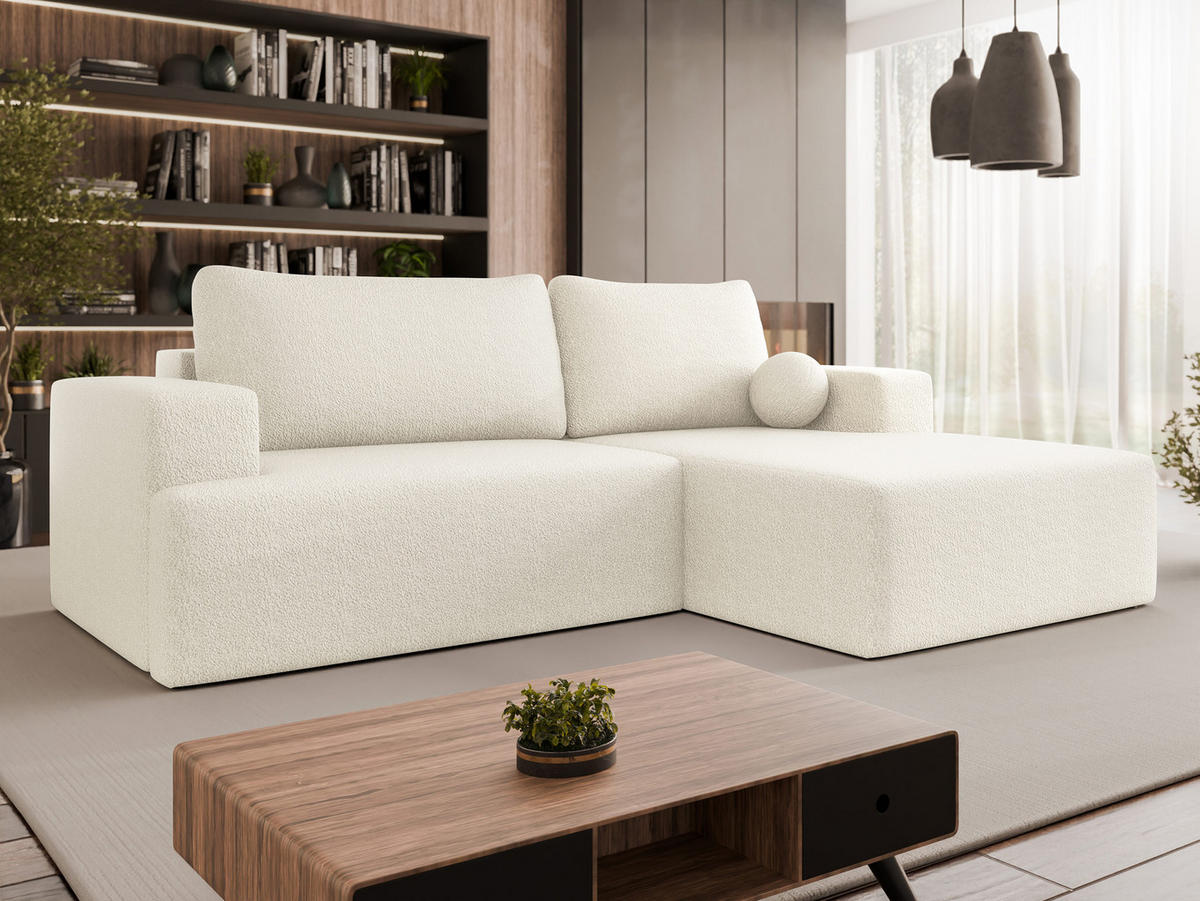 ECKSOFA Mivo, Seite: Rechts - Creme/Schwarz, Holz/Kunststoff (266/163cm) - MIRJAN24