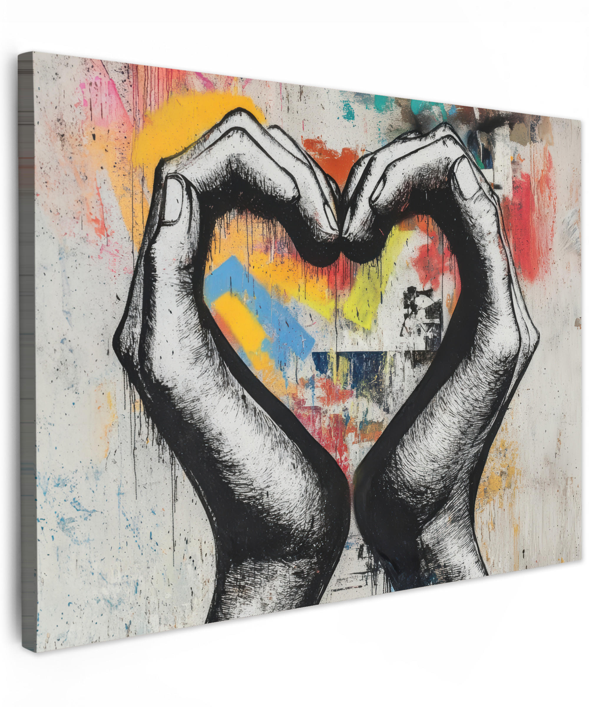 MuchoWow OBRAZ NA PLÁTNĚ Ruce - Srdce - Street art - Graffiti 40x30 cm