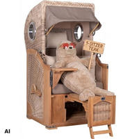 STRANDKORB Düne 1-Sitzer Teak 534 - Beige/Braun, Holz/Textil (98/165/80cm) - Mr. Deko