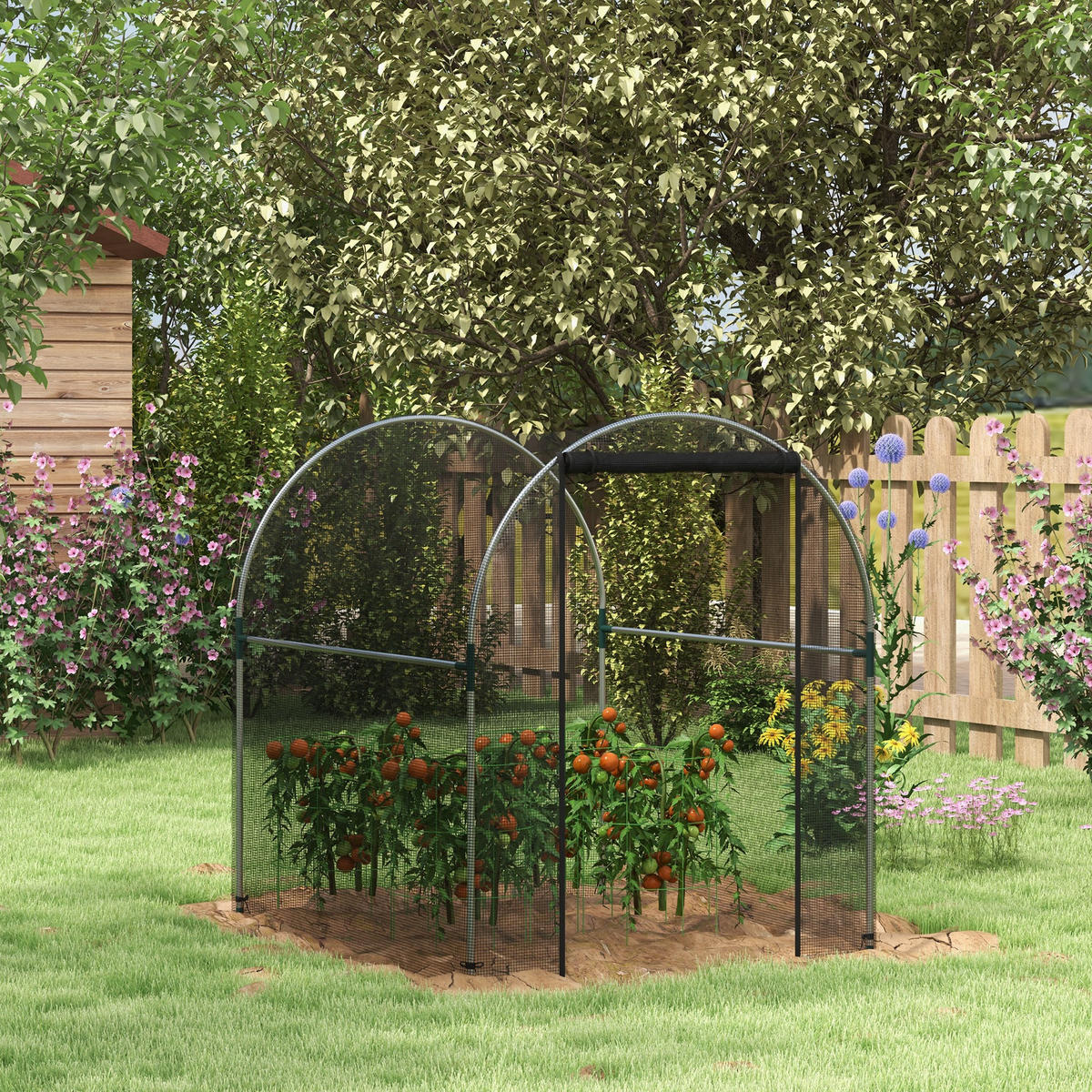 INSEKTENSCHUTZNETZ 1,2 x 1,5 m, für Garten, Balkon, HDPE, Schwarz - Schwarz, Metall (120/146/150cm) - Outsunny
