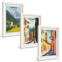 BILDER SET 3er Set - 20x30 cm Weißer Rahmen - Berglandschaften und Italien - Weiß, Kunststoff (20/30cm) - TULUP