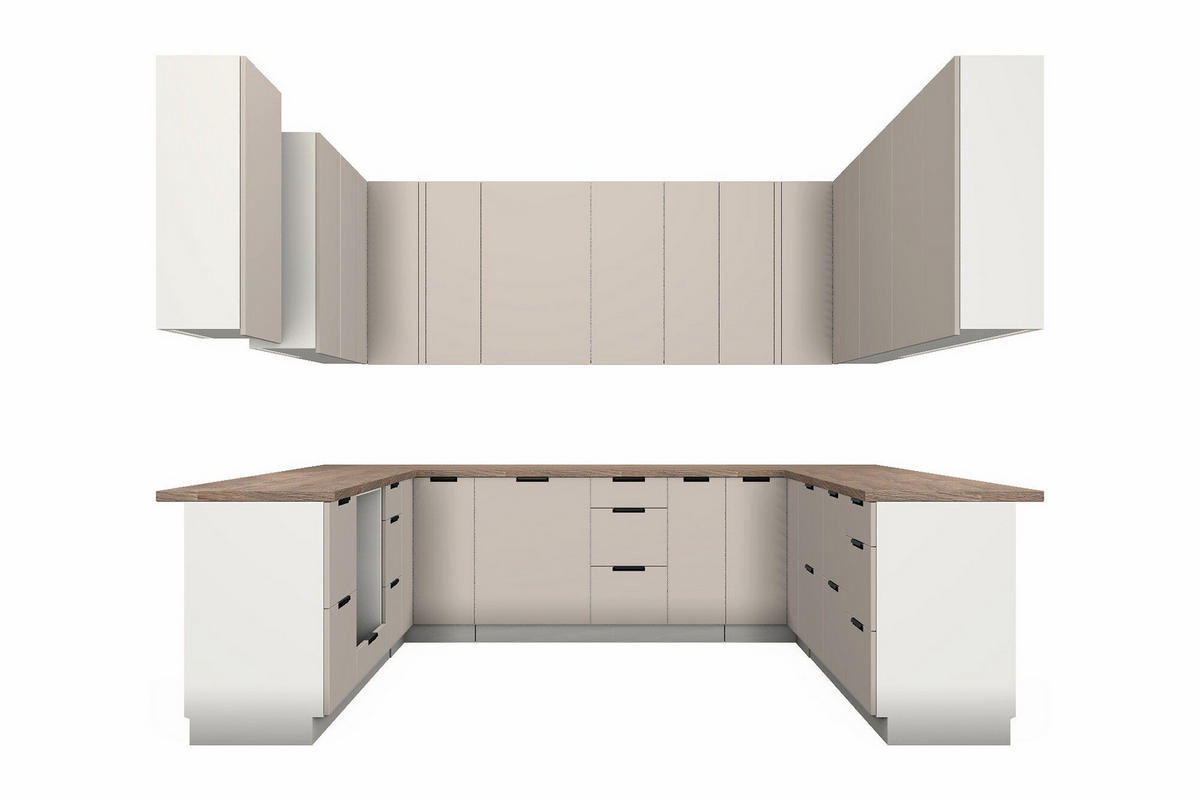 U-KÜCHE Sorento Beige & Weiß – 318 × 239 × 239 cm – KÜ-SORENTO4-001 - Beige, Holzwerkstoff (318/247/239cm) - ROYAL24_MARKT