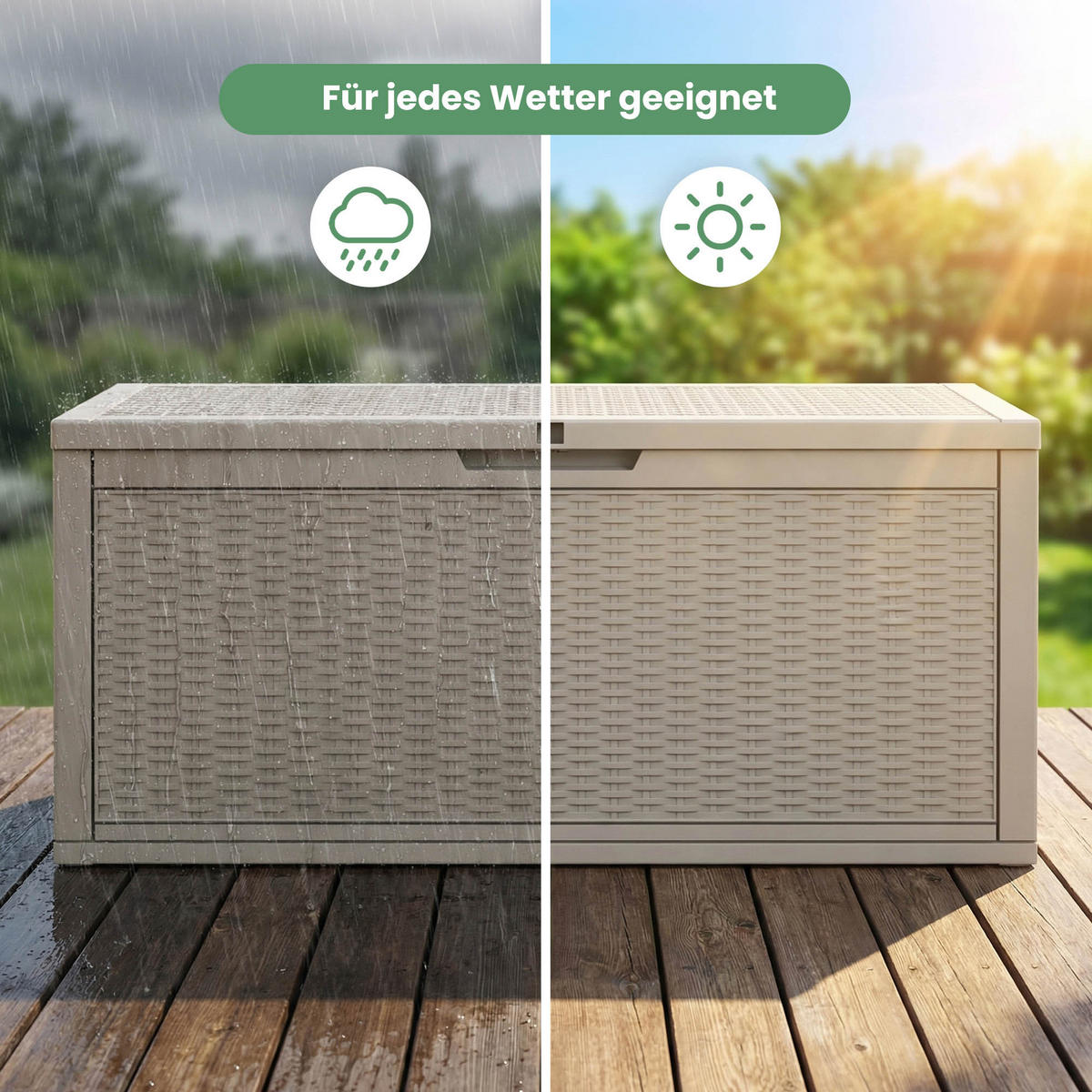 GARTENBOX 340L Grau - Grau, Kunststoff (119/58.8/51.7cm) - Akord