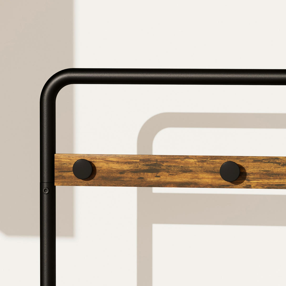 GARDEROBE Schwarz/Braun aus Holzwerkstoff und Stahl mit Rollen - Schwarz, Holzwerkstoff (40/170/70cm) - OKMYHOME