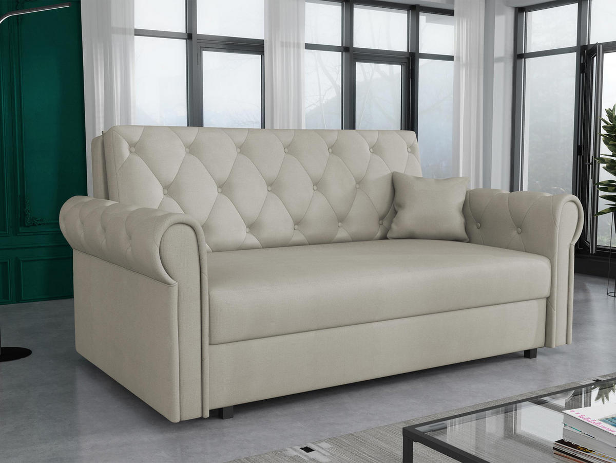 SCHLAFSOFA Viva Roma III - Beige/Schwarz, Holz/Textil (168/85/98cm) - MIRJAN24