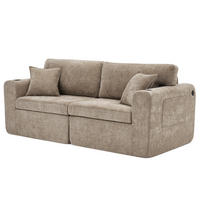 SOFA 2-Sitzer mit Getränkehalter Chenille Brown - Braun, Kunststoff (220/89/100cm) - Meubliv