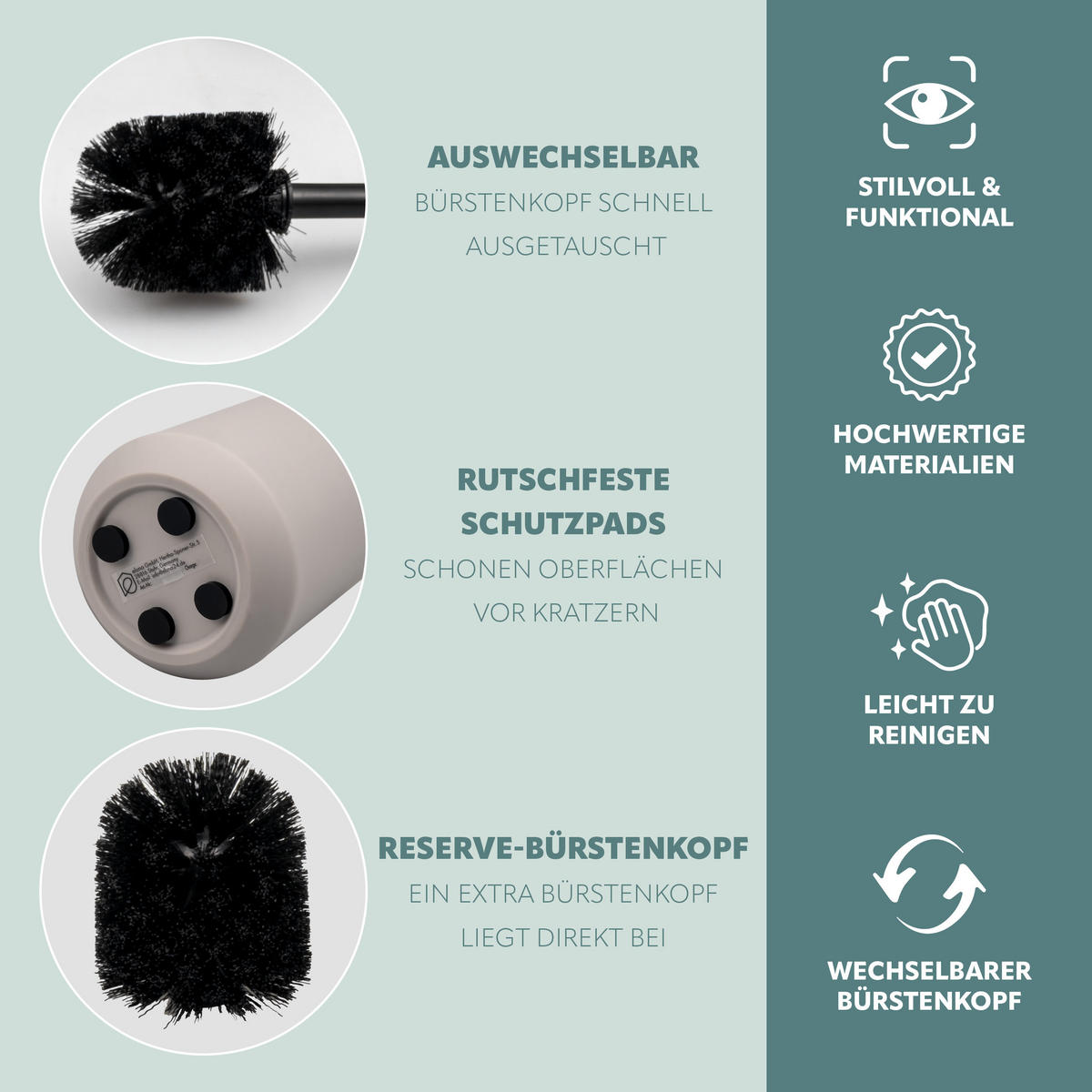 WC-GARNITUR TESERO, Kunststoff, taupe - Taupe, Kunststoff (10.5/39.5/10.5cm) - eluno