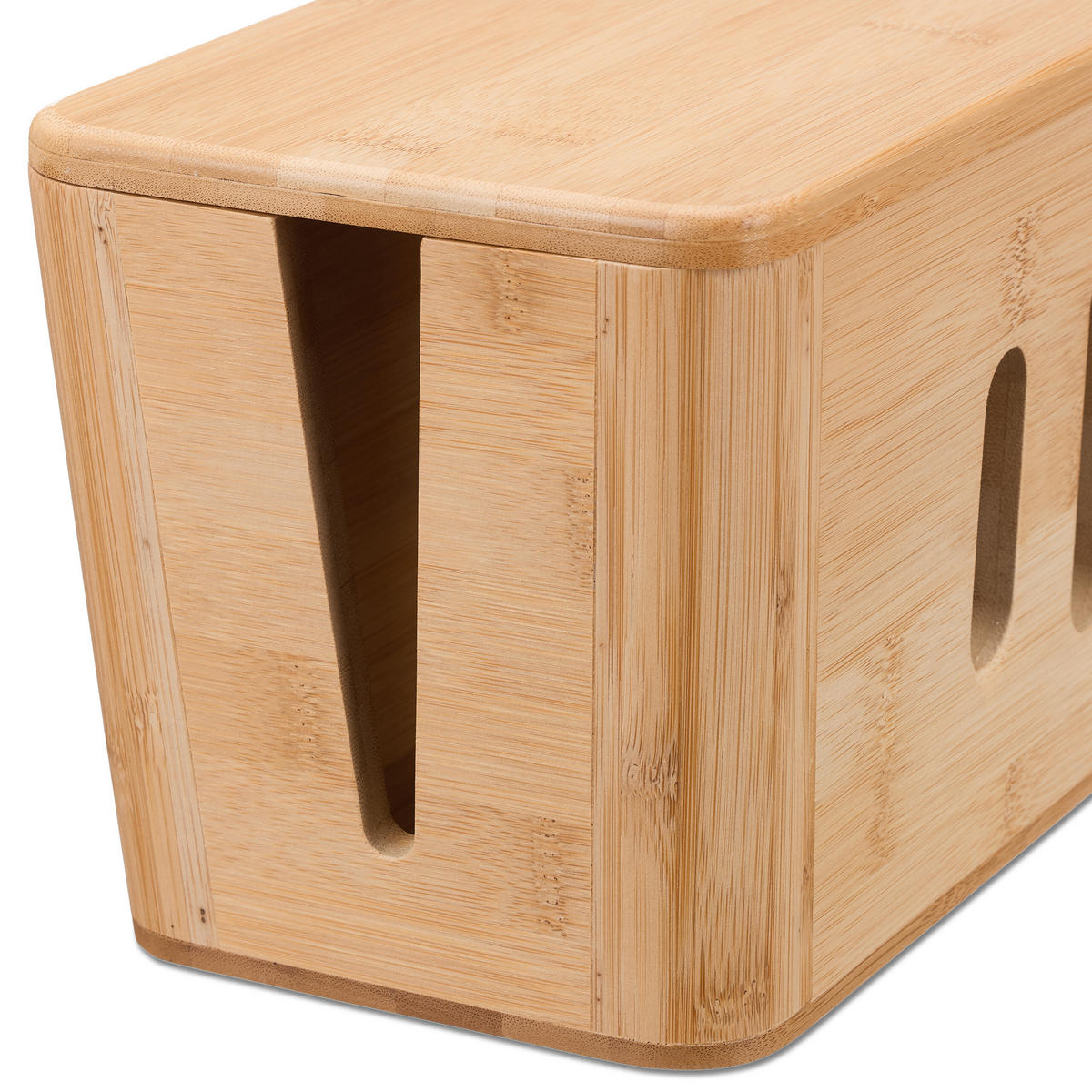 KABELBOX - Hellbraun, Holz/Textil (16/44/16.5cm) - Relaxdays