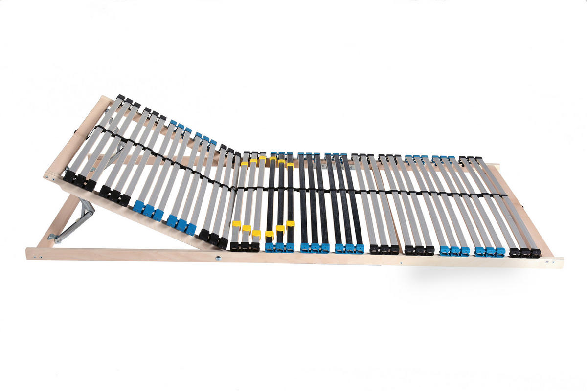 LATTENROST 200x200 cm (2 x 100x200 cm), verstellbar, 7 Zonen, 42 Latten, Buchenholz - Birkefarben/Buchefarben, Holz (200/200cm) - Sleepneo