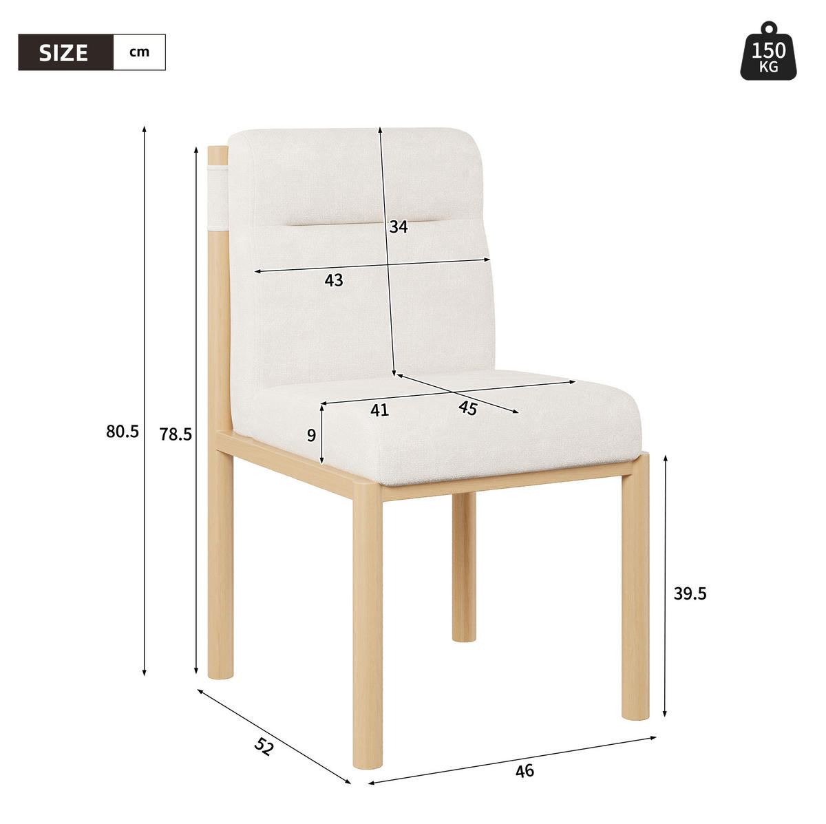 ESSZIMMERSTUHL 2er-Set Sherpa Beige Gestell in Eichenholz-Optik - Beige, Holz (52/80.5/46cm) - Meubliv