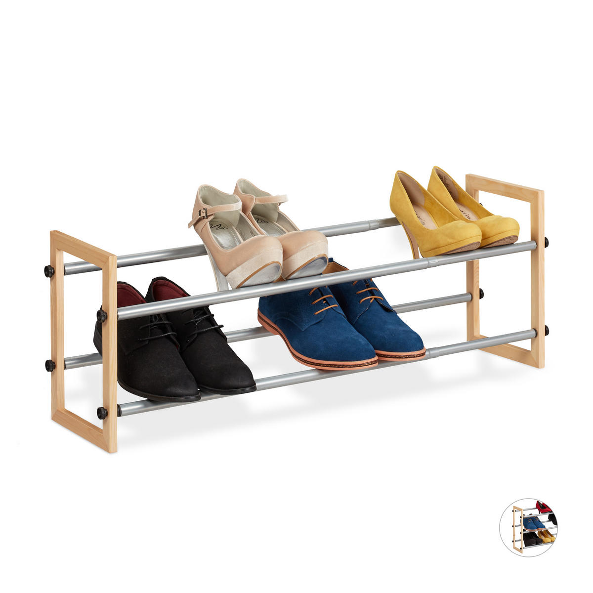 SCHUHREGAL - Multicolor, Holz/Metall (63.5/30/20cm) - Relaxdays
