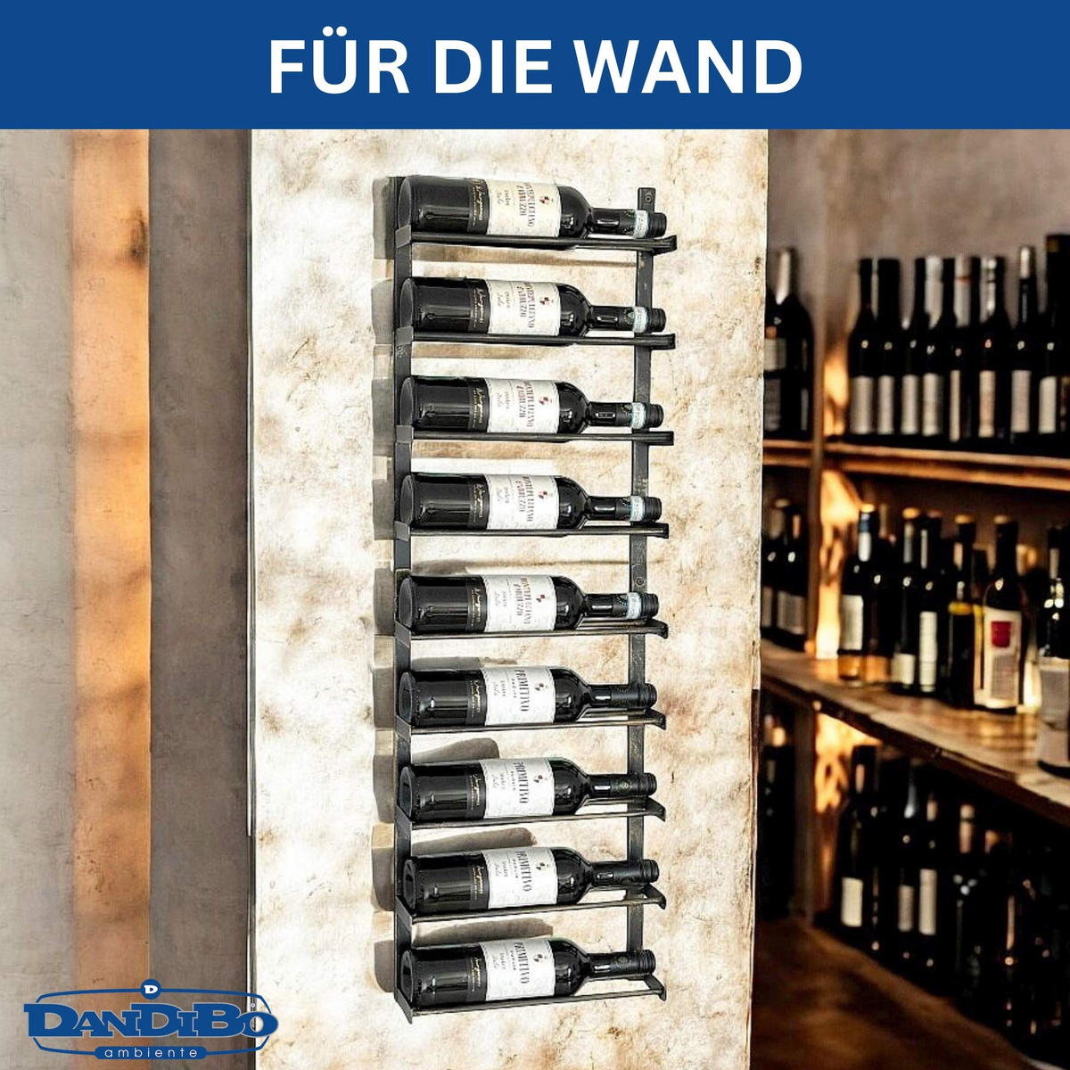 WEINREGAL Metall Wand Schwarz Modern - Schwarz, Metall (31.5/97/9cm) - DanDiBo