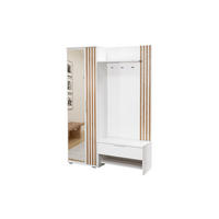 GARDEROBE MILANO 140/200 in Weiß matt mit Lamellen - Eichefarben/Weiß, Holzwerkstoff (140/200/40cm) - Deine Möbel 24