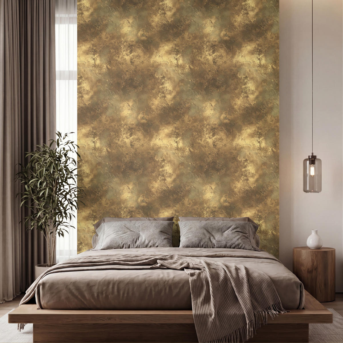 TAPETE - Antik - Metallic-Look - Gold - 200x300 cm - Messingfarben, Papier (200/300cm) - OnlyWow