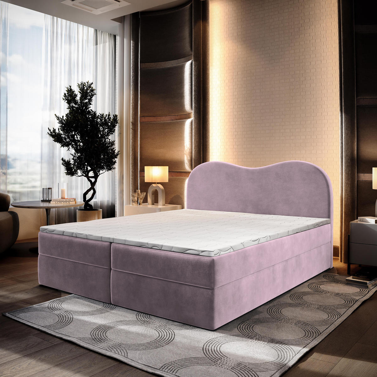 BOXBETT FLUVIA M 140x200 cm mit Matratze und Topper - Lila - Lila, Holz (140/200cm) - MASSENO