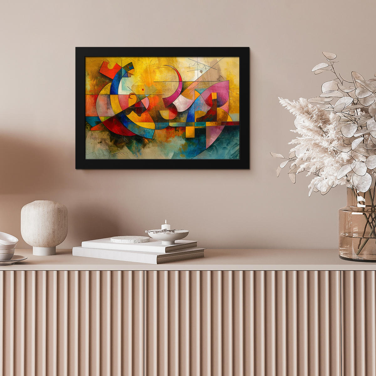 POSTER MIT RAHMEN Kunst - Abstrakt - Modern 30x20 cm - Gelb, Papier (30/20cm) - MuchoWow