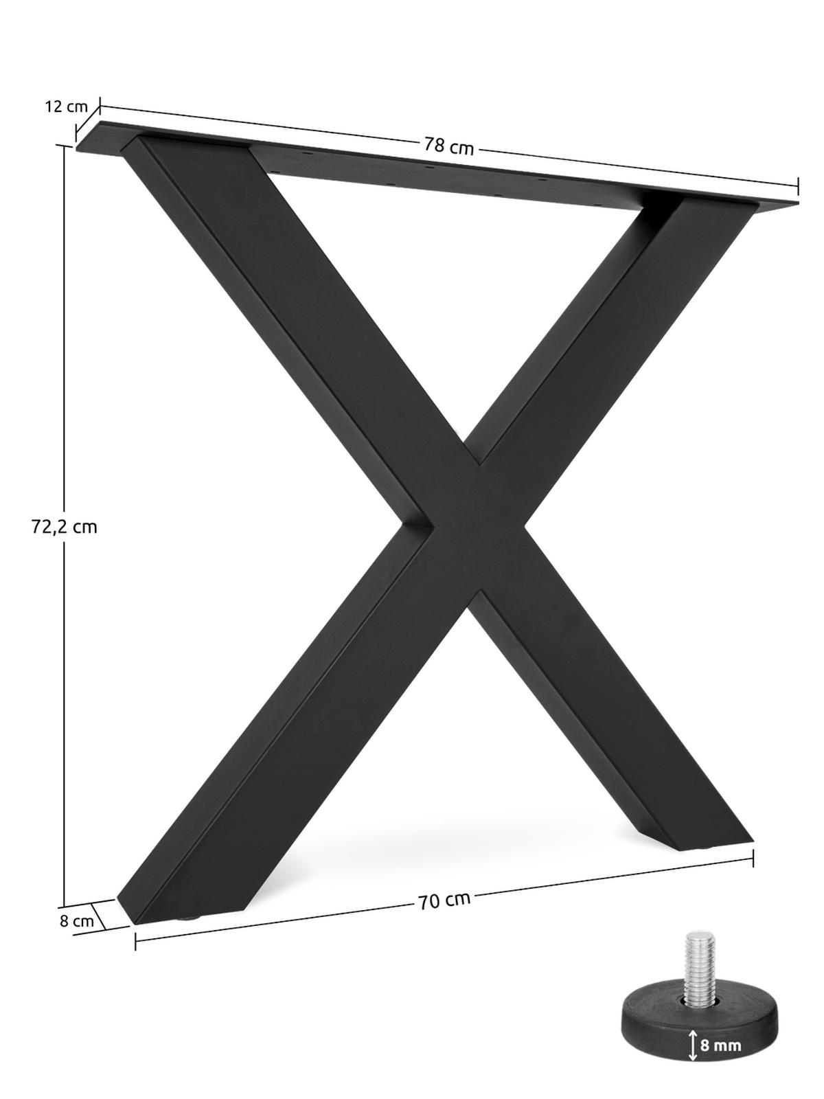 TISCHGESTELL Hora X - Schwarz, Metall (12/72/78cm) - holz4home®
