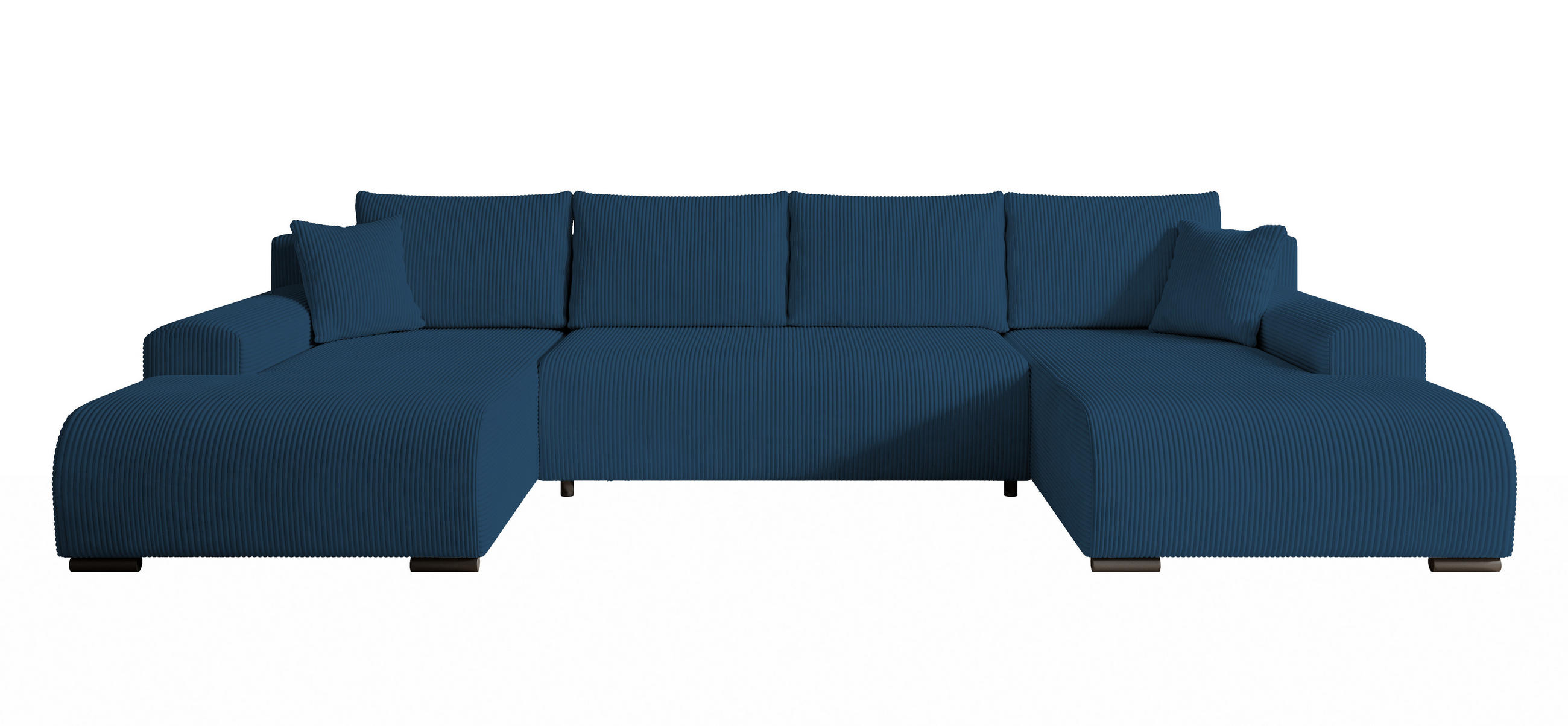 WOHNLANDSCHAFT Nelly U mit Bettkasten und Schlaffunktion, Cordstoff in U-Form - Blau, Textil (349/80/185cm)