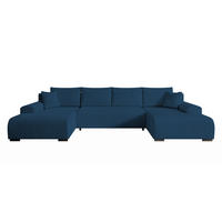WOHNLANDSCHAFT Nelly U mit Bettkasten und Schlaffunktion, Cordstoff in U-Form - Blau, Textil (349/80/185cm)