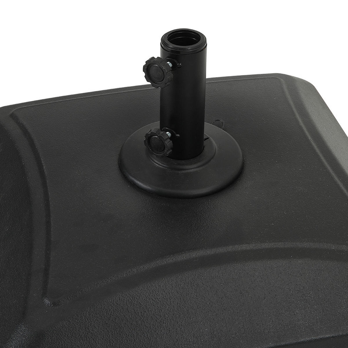 SONNENSCHIRMSTÄNDER mit Rollen aus HDPE in Schwarz quadratisch befüllbar 55 × 55 × 35 cm befüllt bis zu 35 kg - Schwarz, Metall (55/55cm) - Livingandhome