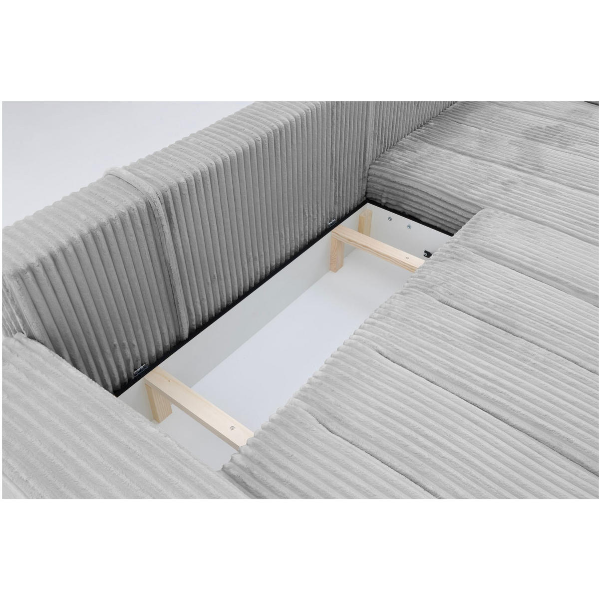 ECKSOFA PIANO L Rechts mit Schlaffunktion 137x234 Cord Grau - Silberfarben/Grau, Holz/Textil (178/278cm) - Muffo